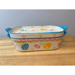 Temp-tations Easter Egg Hunt casserole baking dish w/lid 1QT